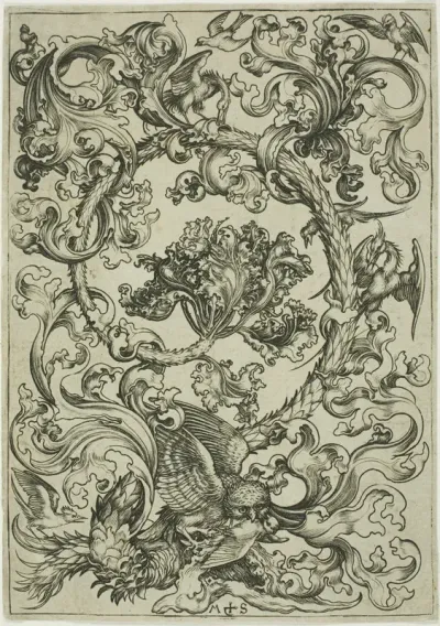 Ornament with Owl Mocked by Day Birds