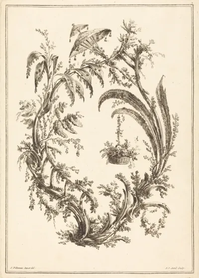 Ornament with Parasol and Hanging Basket