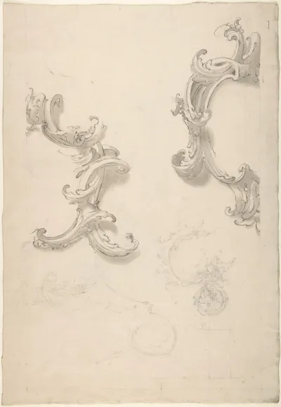Ornamental Design with Acanthus Leaves (recto); Capital (verso)