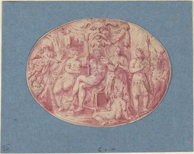 Ornamental design with Orpheus and Eurydice