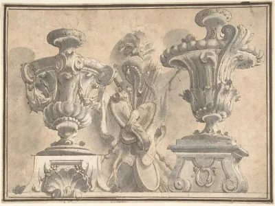 Ornamental Design with Two Urns and a Trophy