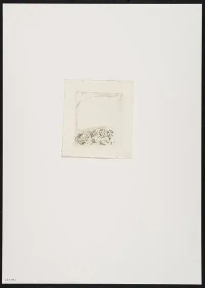 Ornamental leaf with banderole, a dove and leaf tendrils.