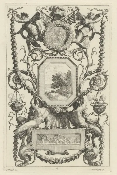 Ornamental Panel Surmounted by a Medallion with a Sacrifice