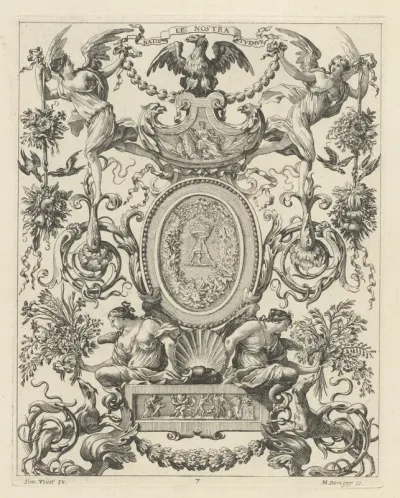 Ornamental Panel Surmounted by an Eagle and the Motto NATOS ET NOSTRA TUEMUR