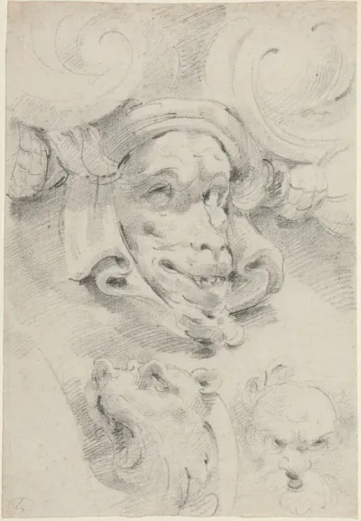 Ornamental Sketches with Grotesque Masks