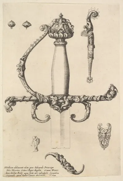 Ornamental sword hilt, from "Military Ornament"