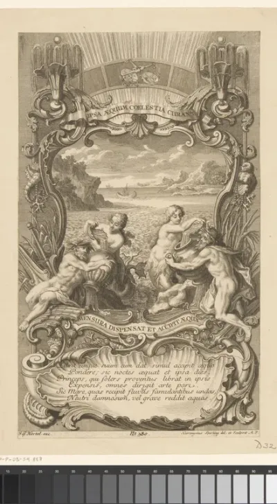 Ornamentlijst met twee tritons en twee nereïden