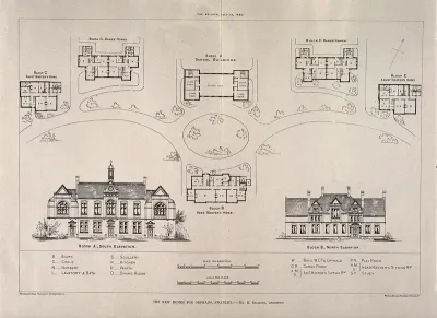 Orphanage, Swanley, Kent: floor plans, elevations, and site layout