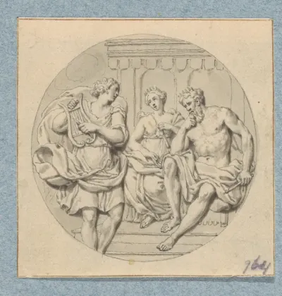 Orpheus speelt voor Pluto en Proserpina (in doos met 43 tekeningen)
