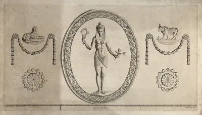 Osiris. Engraving by J. Record, 1785, after W. Collins after R. Willett