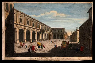 Ospedale di Santa Maria Nuova, Florence, Italy: the hospital and piazza
