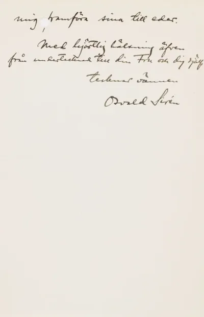 Osvald Sirén's letter to Paul Sinebrychoff 10.9.1908