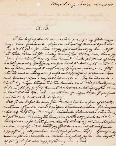 Osvald Sirén's letter to Paul Sinebrychoff 14.3.1912