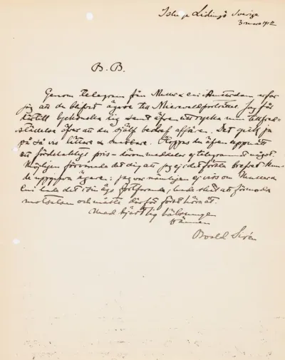 Osvald Sirén's letter to Paul Sinebrychoff 3.3.1912