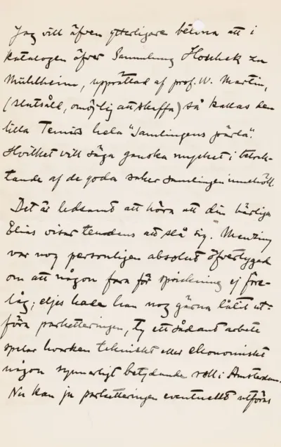 Osvald Sirén's letter to Paul Sinebrychoff 9.12.1908