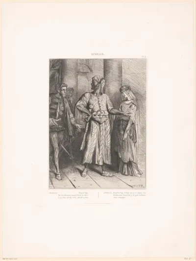 Othello geeft Desdemona aan Jago in bescherming