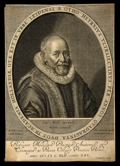 Otto Heurnius. Line engraving by C. van der Passe the younger, 1642, after N. van Negre