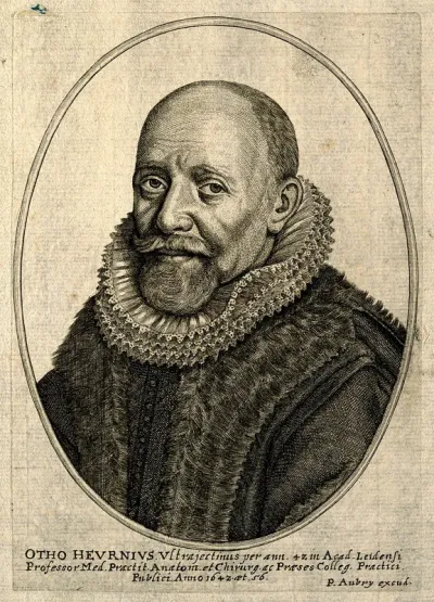 Otto Heurnius. Line engraving by P. Aubry after N. van Negre