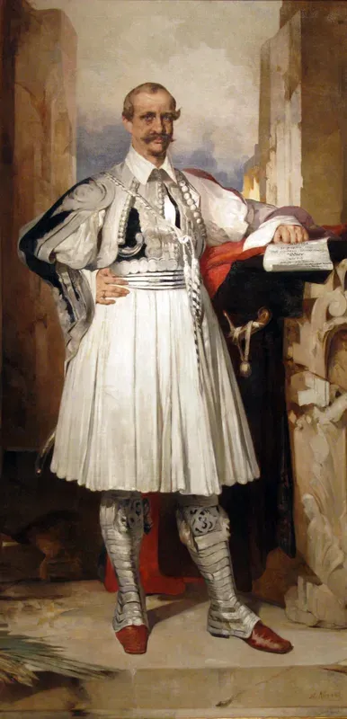 Otto, King of Greece with the Decree Founding the National Bank of Greece