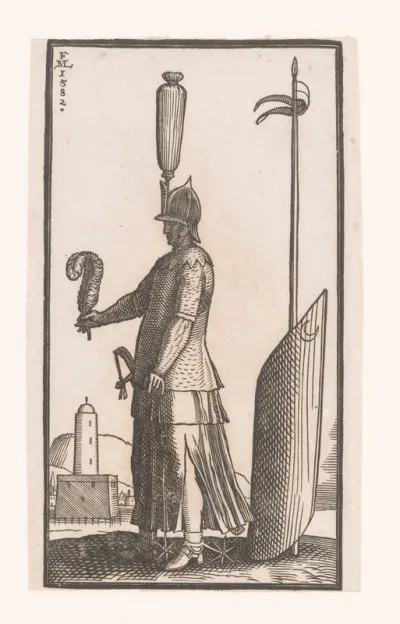 Ottomaanse soldaat met veer in de hand