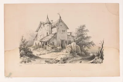 Oud huis in landschap