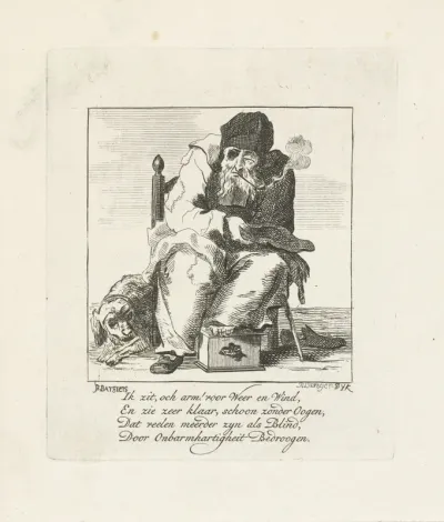 Oude blinde bedelaar