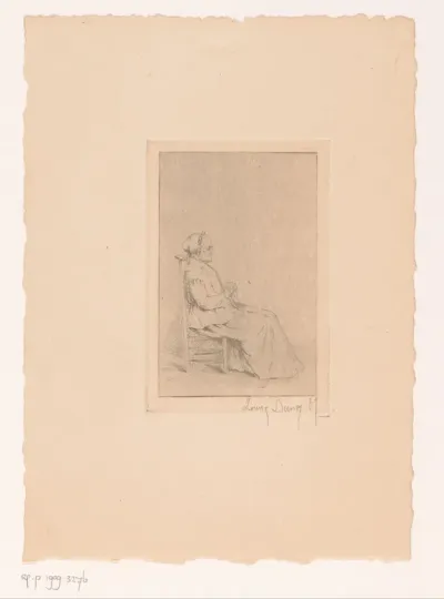 Oude dame met rozenkrans tussen gevouwen handen