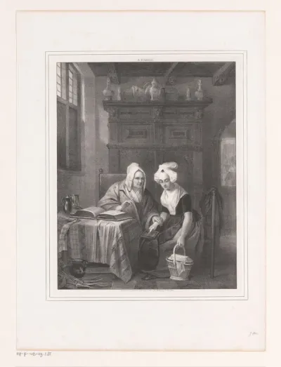 Oude en jonge vrouw in een interieur