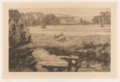 Oude huizen en water aan het Surinameplein te Amsterdam