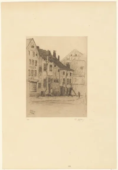 Oude huizen op de Place Verte, te Verviers