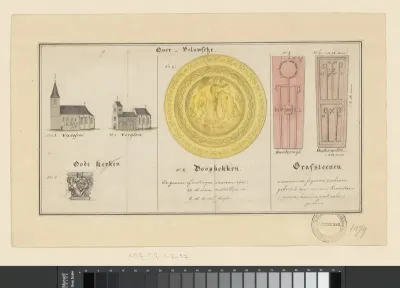Oude kerken, doopbekken en Grafstenen