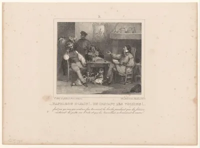 Oude man citeert Napoleon uit een boek