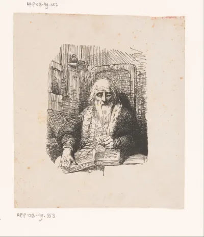 Oude man leest een boek