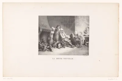 Oude man leest een brief met goed nieuws voor aan zijn familie