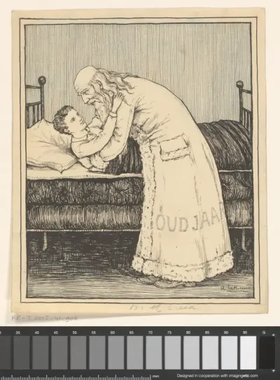 Oude man legt een jongen op bed