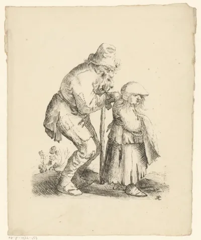 Oude man leunt op meisje