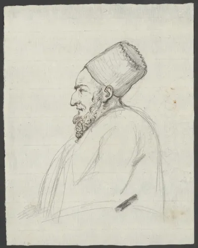 Oude man met baard en fez