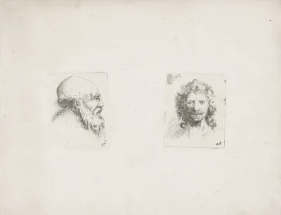 Oude man met baard en jonge man met krullen