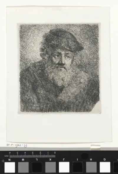 Oude man met baard en muts