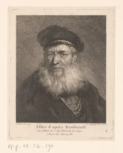 Oude man met baret en baard