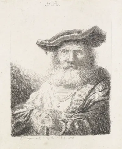 Oude man met baret