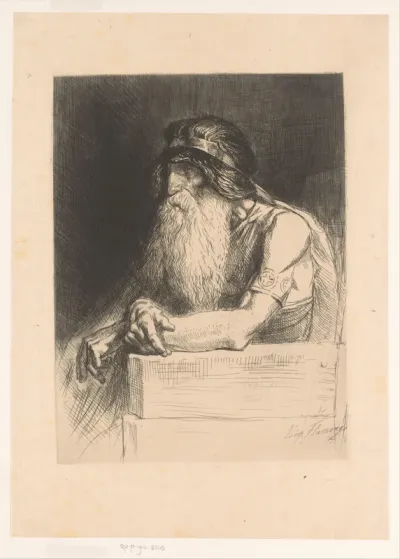 Oude man met de armen gekruist