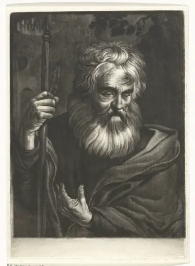 Oude man met een speer