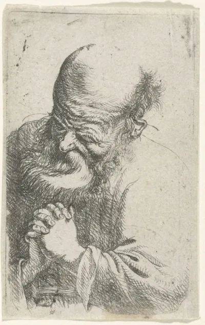 Oude man met gevouwen handen