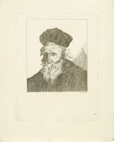 Oude man met grijze baard en muts