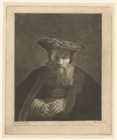 Oude man met lange baard en platte hoed