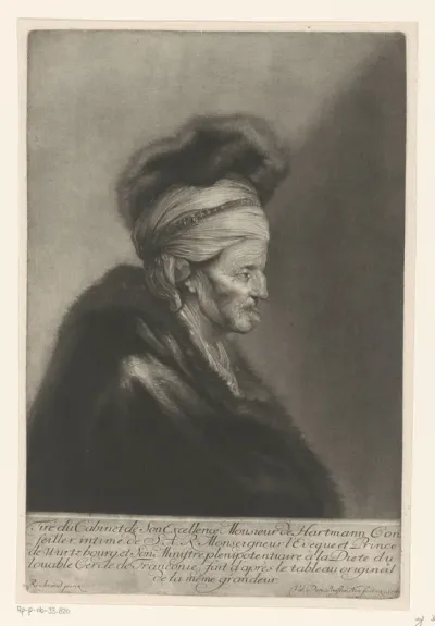 Oude man met tulband en bontmantel