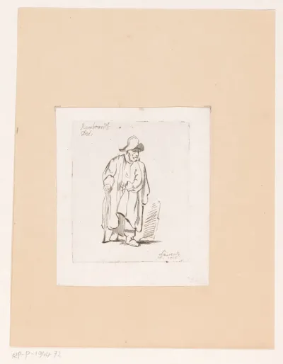Oude man met wandelstok