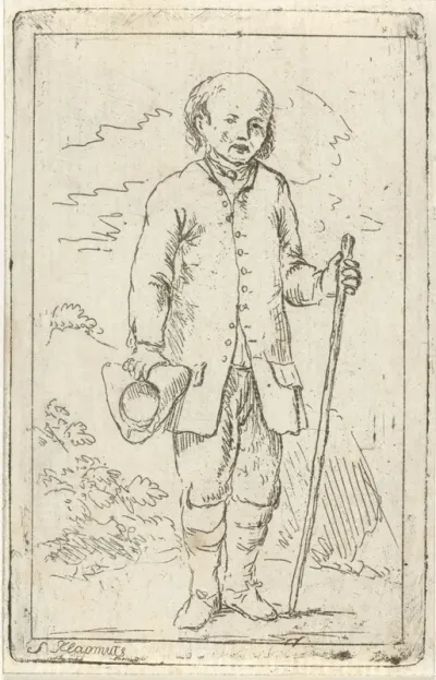 Oude man met wandeltstok
