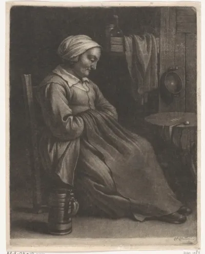 Oude slapende vrouw
